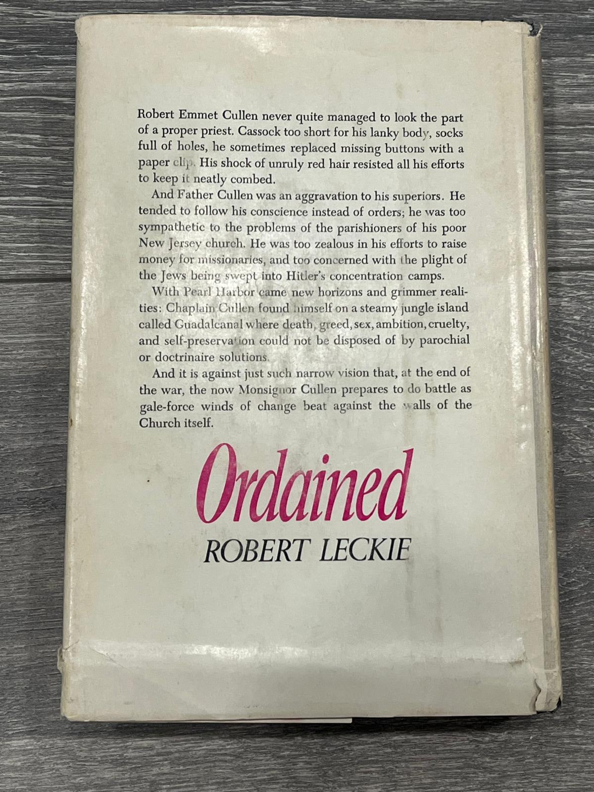 Ordained ~1969 HC 1st Ed~ Leckie WWII Priest Military Chaplain Guadalcanal Novel