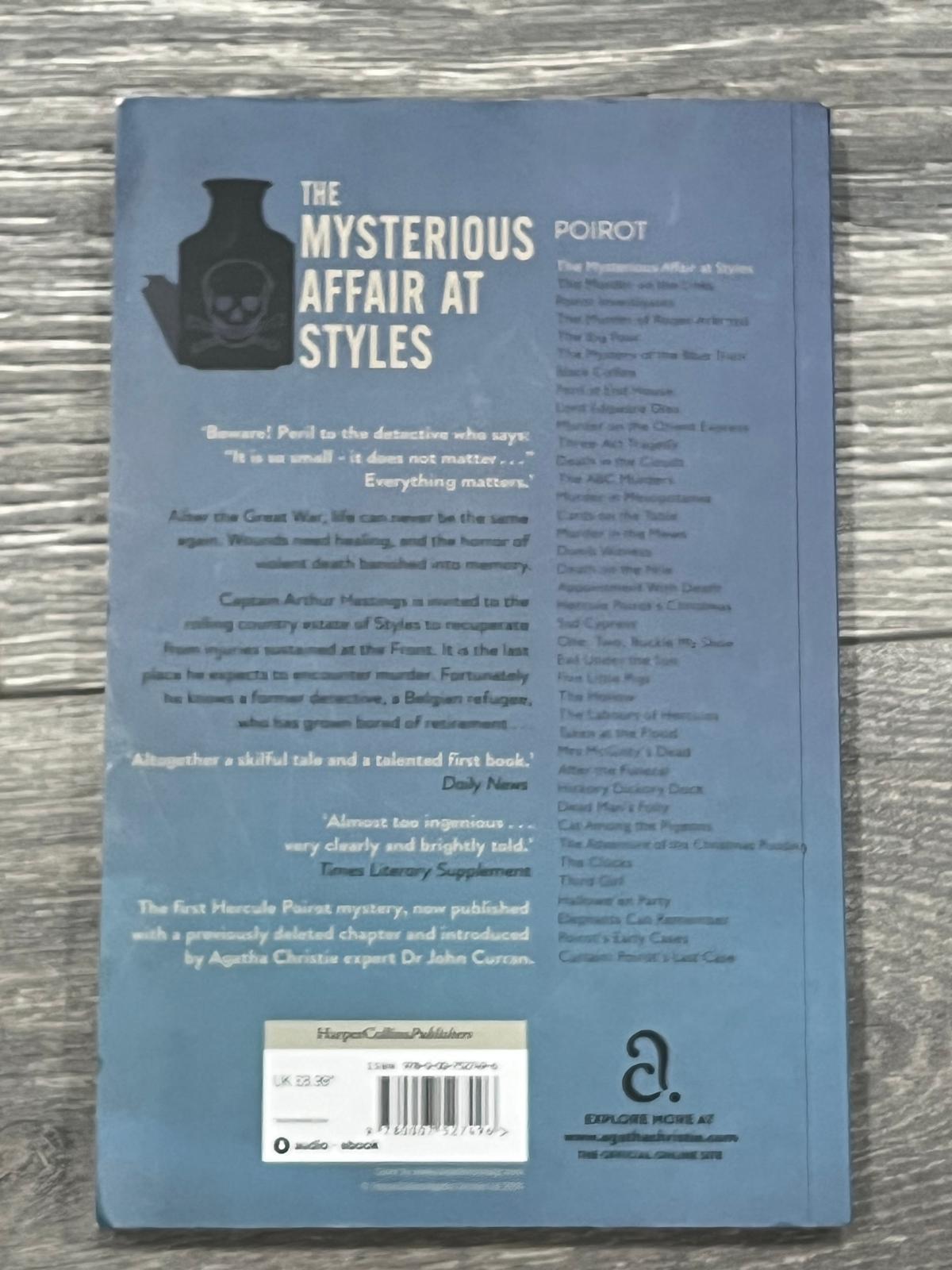 AGATHA CHRISTIE THE MYSTERIOUS AFFAIR AT STYLES BOOK 2007 11CM X 17CM